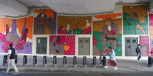 Colourful large-scale mural